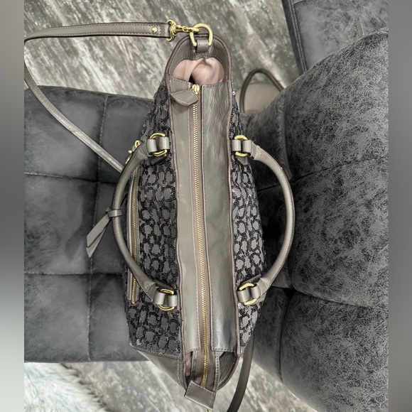 Coach Charcoal Gray Sequin 2-Way Leather Tote Bag - Picture 13 of 13